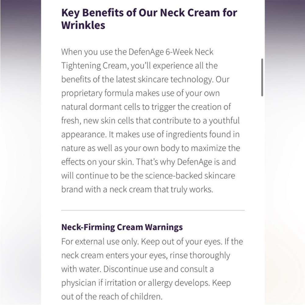 NIB! Defenage 6 WEEK PERFECTION NECK TIGHTENING CREAM - Picture 4 of 10